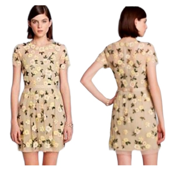 Needle & Thread Dresses & Skirts - NEEDLE & THREAD Wild Flower Yellow Mesh Embellished Mini Dress 2